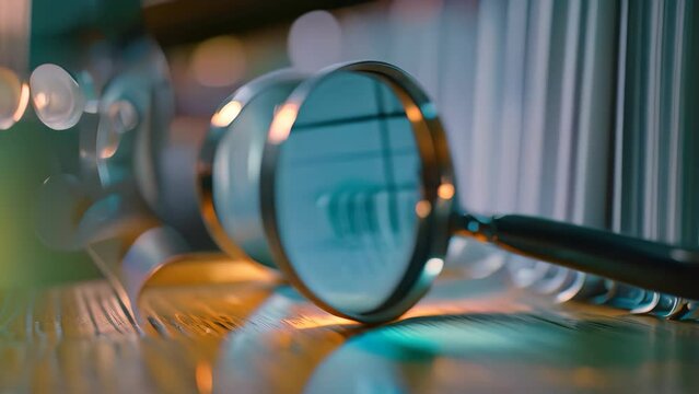 A magnifying glass is hovering over a stack of documents in a library, Establishing clear policies and procedures for handling sensitive data