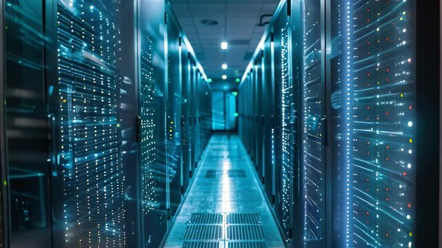 Multiple servers lined up in a data center, featuring rows of technology equipment for storing and processing data, Establishing clear policies and procedures for handling sensitive data
