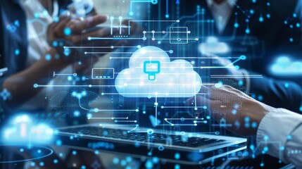 Colleagues collaborating on a document using cloud-based software.