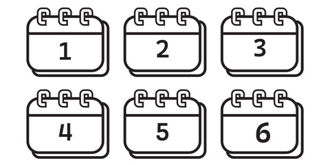 Calendar icon set. Containing date, schedule, month, week, appointment, agenda, organization and event icons. Solid icon collection. Vector illustration.