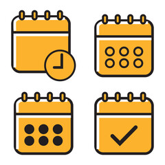 Calendar Icons collection - vector. Calendar symbols isolated. Line style Icon. Flat icon. Editable stroke. Vector Icon