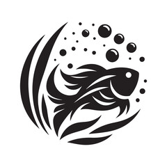 Fish silhouette best new logo vector , Vector set of linear logos and emblems fish and fishing abstract design elements 