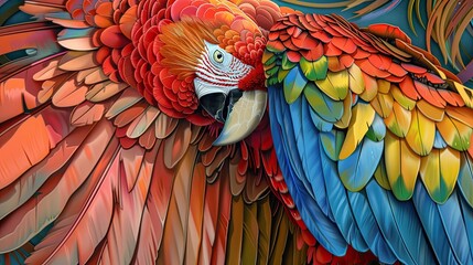 Obraz premium Colorful Parrot Vibrant Tropics. Generative AI