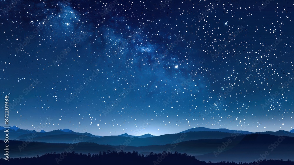Wall mural clear night summer sky, stars glittering