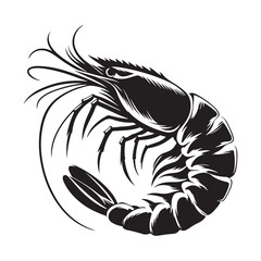 New shrimp fish silhouette vector and logo style with white background and coloring book 