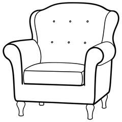 Armchair with a large back silhouette vector art illustration