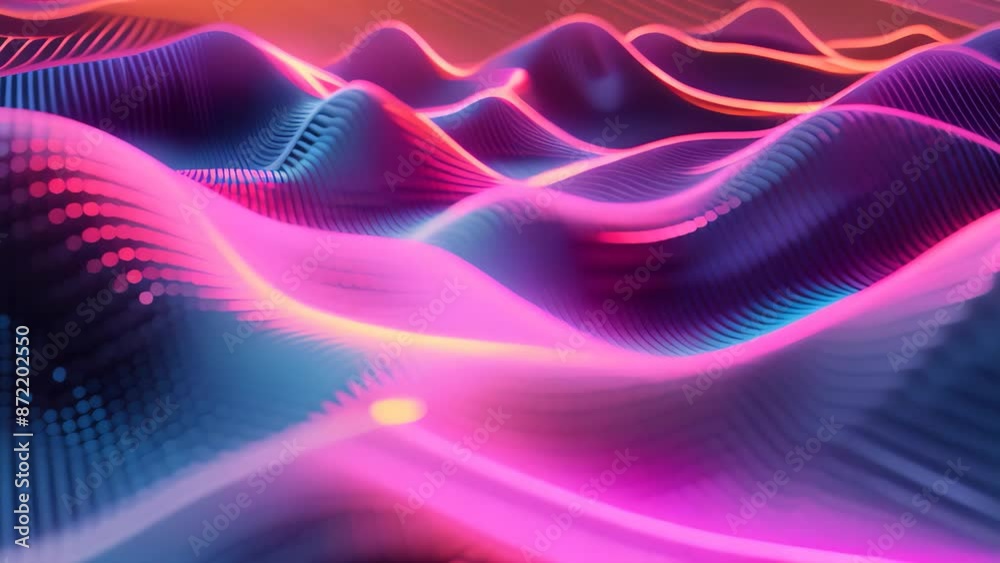 Poster Abstract wavy waves creating a dynamic and intricate pattern in this digital artwork, Experiment with perspective and depth to create a sense of infinity within digital waves