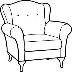 Armchair with a large back silhouette vector art illustration