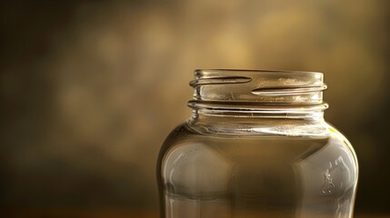 Empty glass jar reflecting light. Generative AI