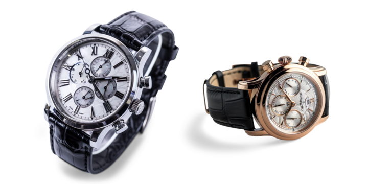 Luxury wristwatch isolated on a transparent background