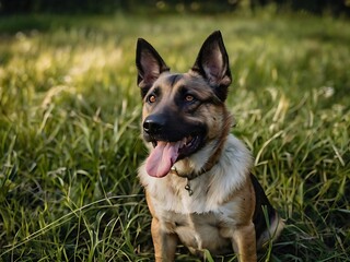 Fototapeta premium german shepherd dog on grass