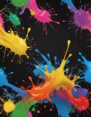 Obraz premium Splashes of colored paint on a black background