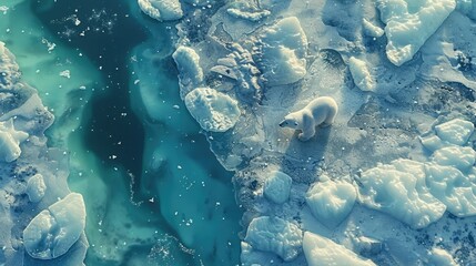 Ethereal Aerial View of the Rapidly Warming Arctic Exposing Sparse Ice Floes and Shifting Patterns