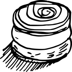 Drawing of pastry products, desserts. Food menu design template. Hand drawn sketch vector illustration. Cake
