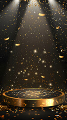 Round golden podium