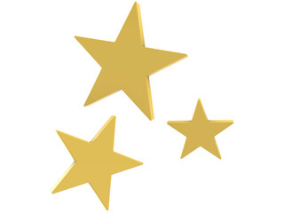 3d golden stars isolated on transparent background 