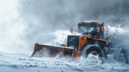 Loader moving snow. Generative AI