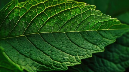 Fototapeta premium Lush Green Leaf Showcasing Intricate Botanical Details in Natural Light