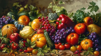 Mixed fruit vegetables. Generative AI