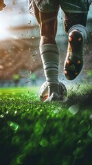 Football player sprinting with the ball