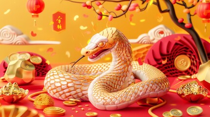 Obraz premium 2025 Chinese New Year, year of the Snake. Chinese zodiac