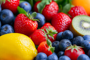 Obraz premium A close-up shot of colorful fruits and vegetables, highlighting the vibrant, natural ingredients used in homemade baby food recipes 