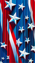 Fototapeta premium Abstract Patriotic Design with Stars and Stripes in Red, White, and Blue