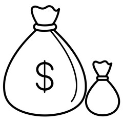 Money Bag and dollar sign silhouette vector art illustration