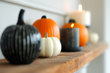 Ancient-inspired mantel decor adding a vintage touch to Halloween celebrations 