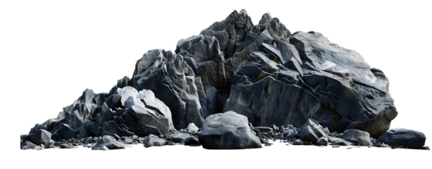 Grey Stone Mountain Isolated on a Transparent Background