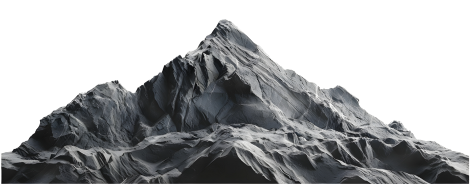Grey Stone Mountain Isolated on a Transparent Background
