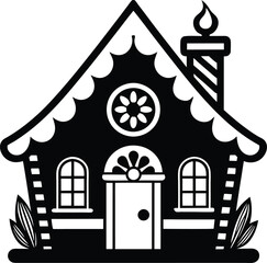 simple gingerbread house  silhouette black design white background