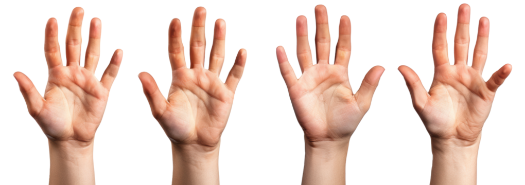 Hands, palms gesturing up, saying hi, greeting, hello, bye isolated on white
 - Powered by Adobe