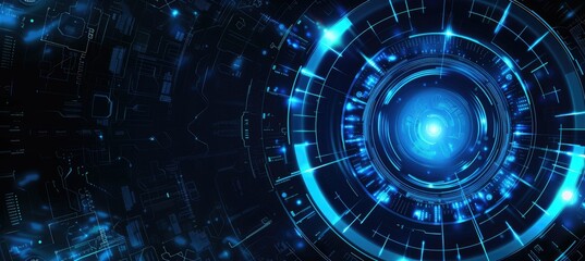 Fototapeta premium Futuristic Technology Interface With Glowing Blue Circuits