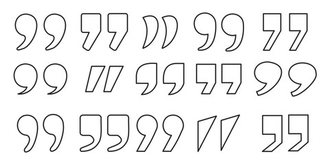 Set of quote outline mark. Quotes icon vector set. for conversation or definition. Quote speech symbol vector illustration. Talk bubble speech icon
