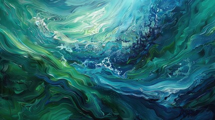 Teal paint, ocean depths. Generative AI