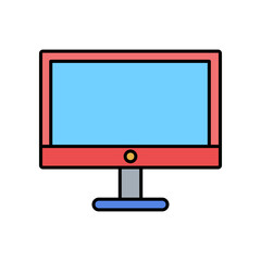 Vector flat design monitor icon in color.