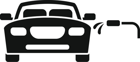 Black silhouette of a car getting washed at the carwash, simple icon of car cleaning service