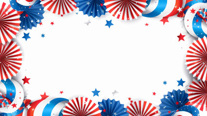 Obraz premium Festive Patriotic Background with Red, White, and Blue Decorations and Stars Border