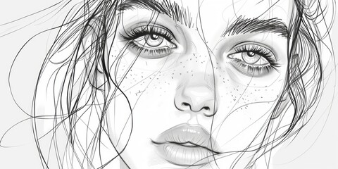 Fototapeta premium Elegant line art of a girl's face