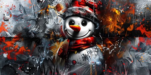 Snowman street art mural
