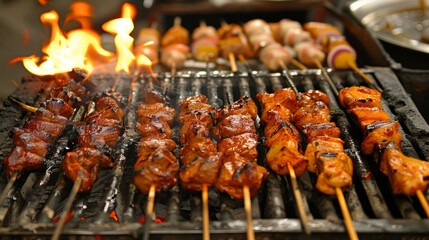 The sound of sizzling meats on the grill enticing hungry shoppers to stop and take a look.