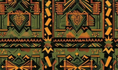 Seamless Tribal Illustration Pattern of Geometric Designs