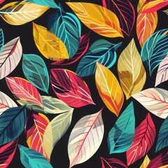 Fototapeta premium Seamless Illustration Pattern of Abstract Colorful Leaves
