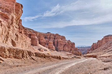 Charyn Canyon National Nature Park in Kazakhstan. Valley of Castles Gorge.