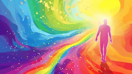 Fusion of a patient's movement and a rainbow, signifying optimism.