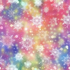 Seamless Festive Pattern of White Snowflakes on Colorful Gradient