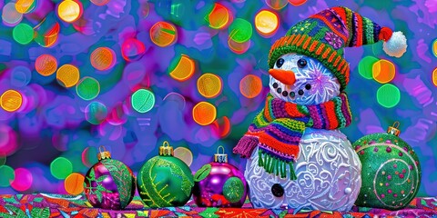 Fototapeta premium painting of holiday snowman