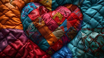 A heart-shaped patchwork quilt