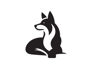 black dog silhouette on a white background